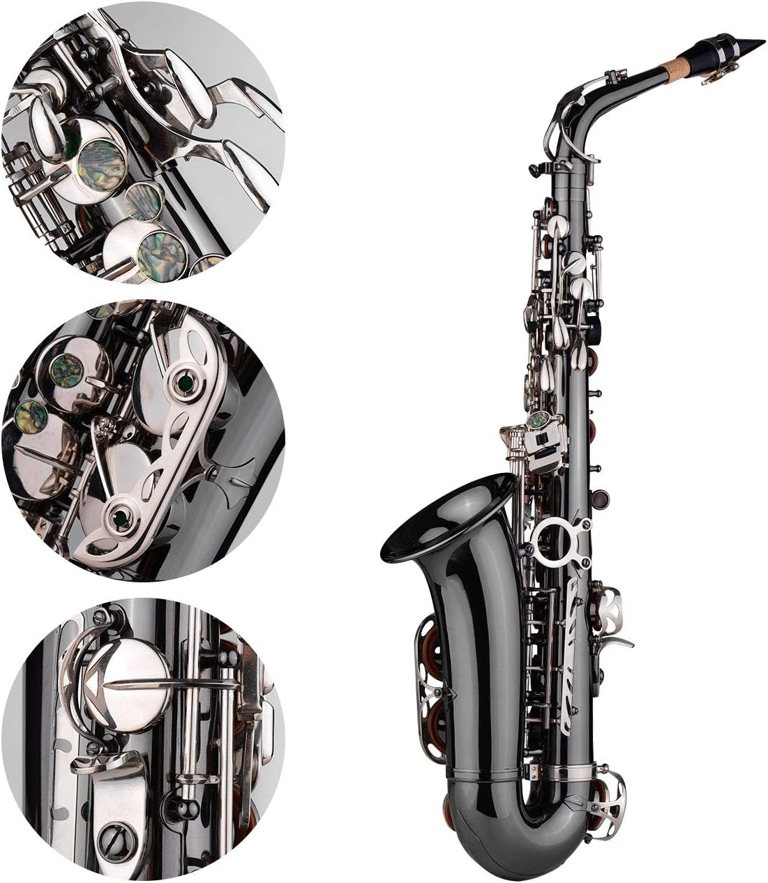 Black Nickel Plating Alto Saxophone with Carrying Case S70598