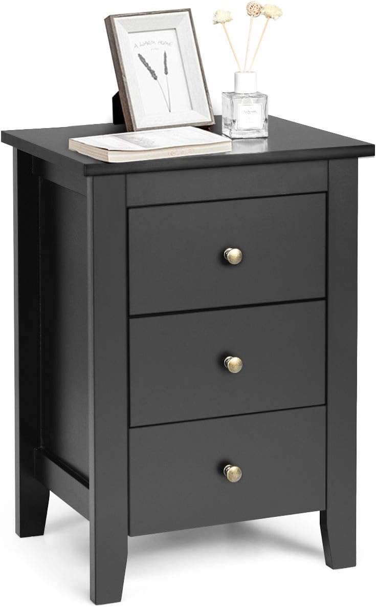White 3 Drawer Wooden Nightstand X2462