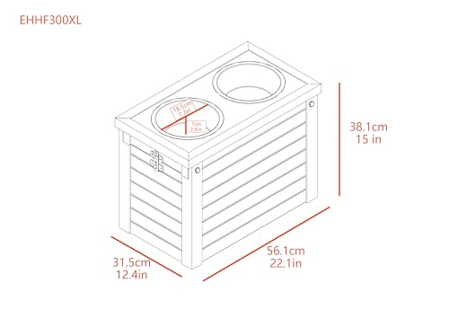 Elevated Dog Feeder with 2 Stainless Steel Bowls and Sliding Lid Storage Bin P9637