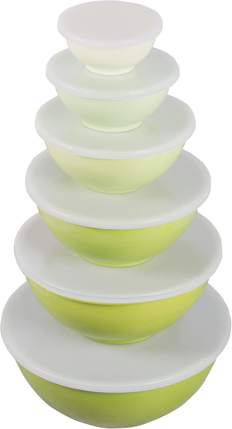 12 Piece Melamine Mixing Bowls with Lids Set (Green Ombre) R380