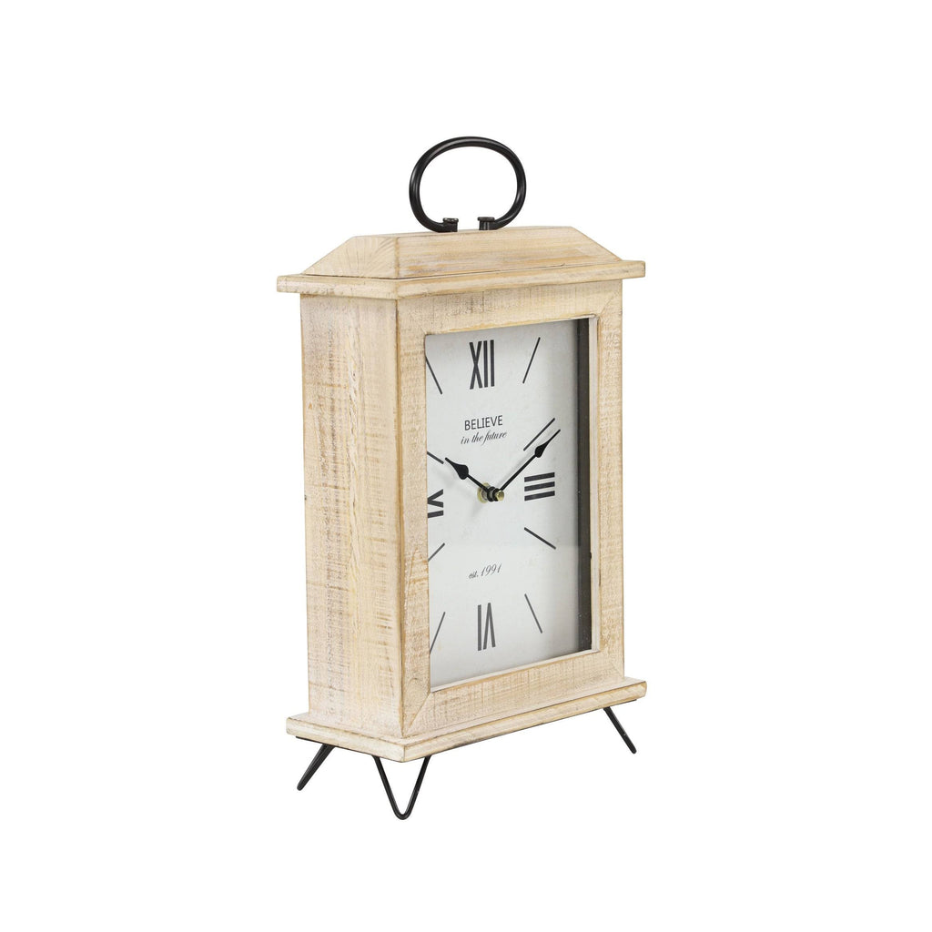 Rectangular Beige Wooden Table Clock N46871