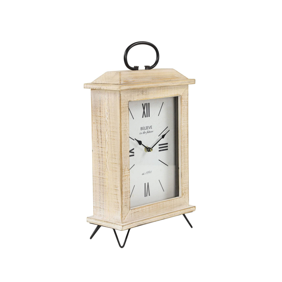 Rectangular Beige Wooden Table Clock N46871