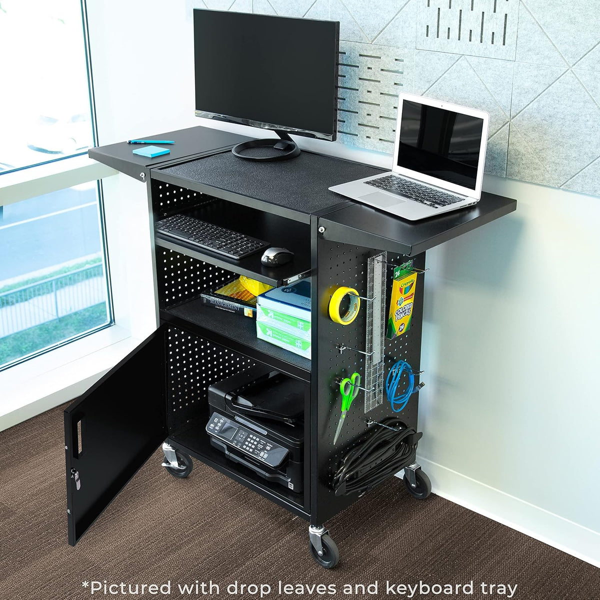 AV Cart with Pegboard Siding and 12 Hooks W18540