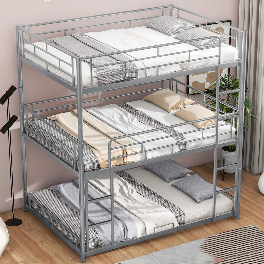 Silver Full Size Metal Triple Bunk Bed P524751