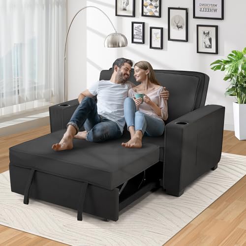 Black Corduroy Convertible Sofa Bed Q46209