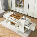 White Glass Top 6 Drawer Wooden Closet Storage Cabinet G422631