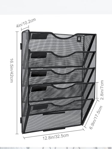 Black 3 Pocket Hanging Wall File Organizer A31090