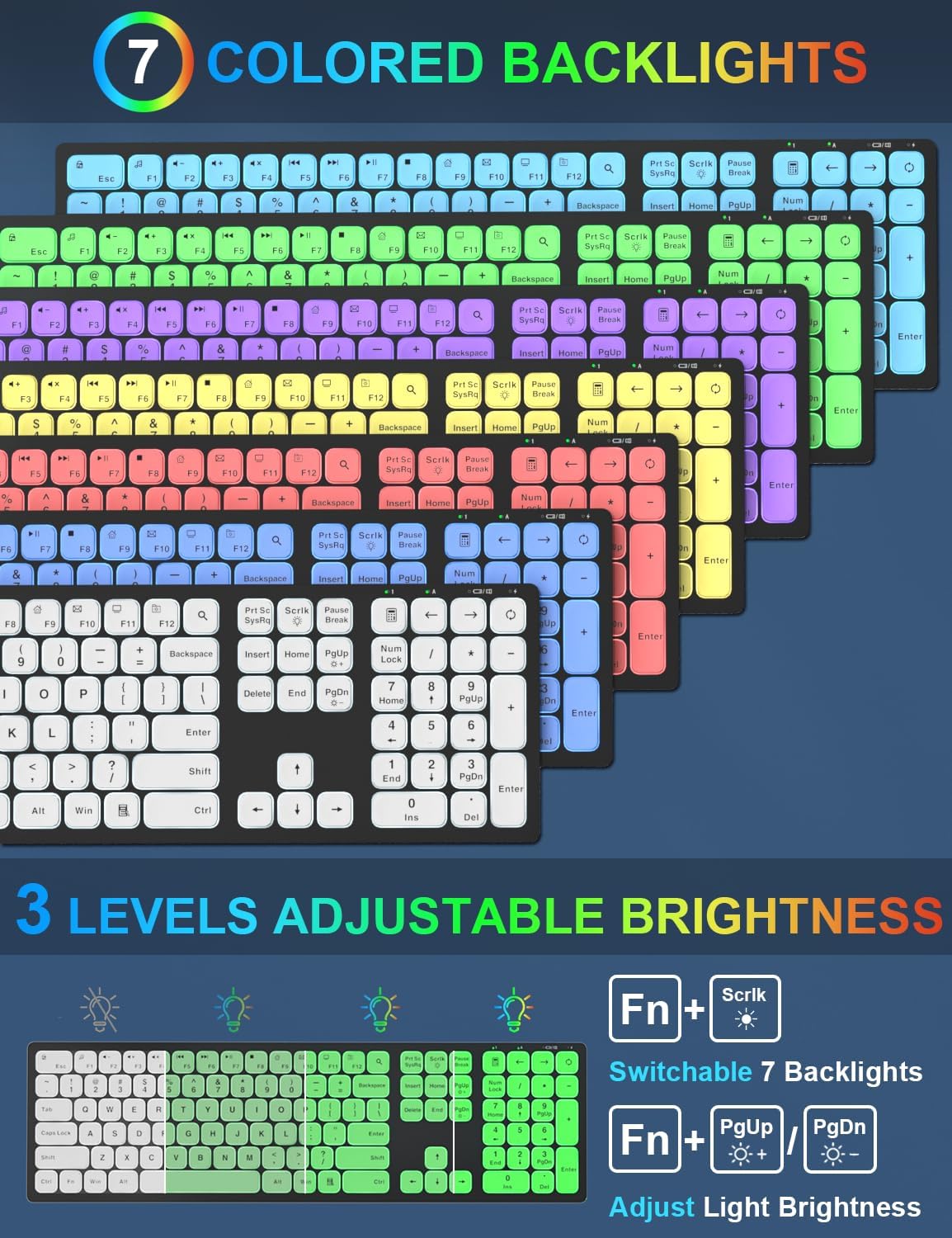 Slim Rechargeable Wireless Keyboard and Mouse Combo with RGB Backlit K92349