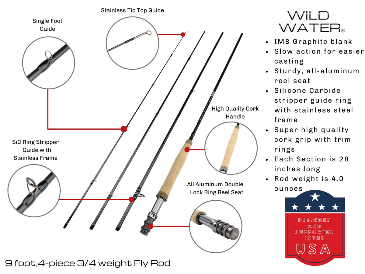 3/4 Weight CNC Reel Fly Rod Package F8206