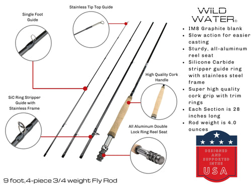 3/4 Weight CNC Reel Fly Rod Package F8206