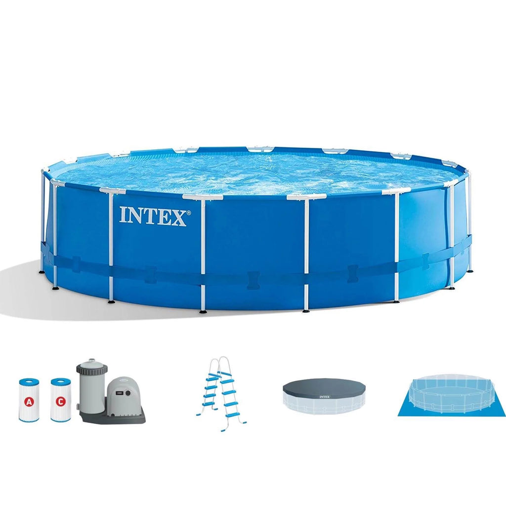18ft x 48in Metal Frame Swimming Pool Set with Pump & Filter B644