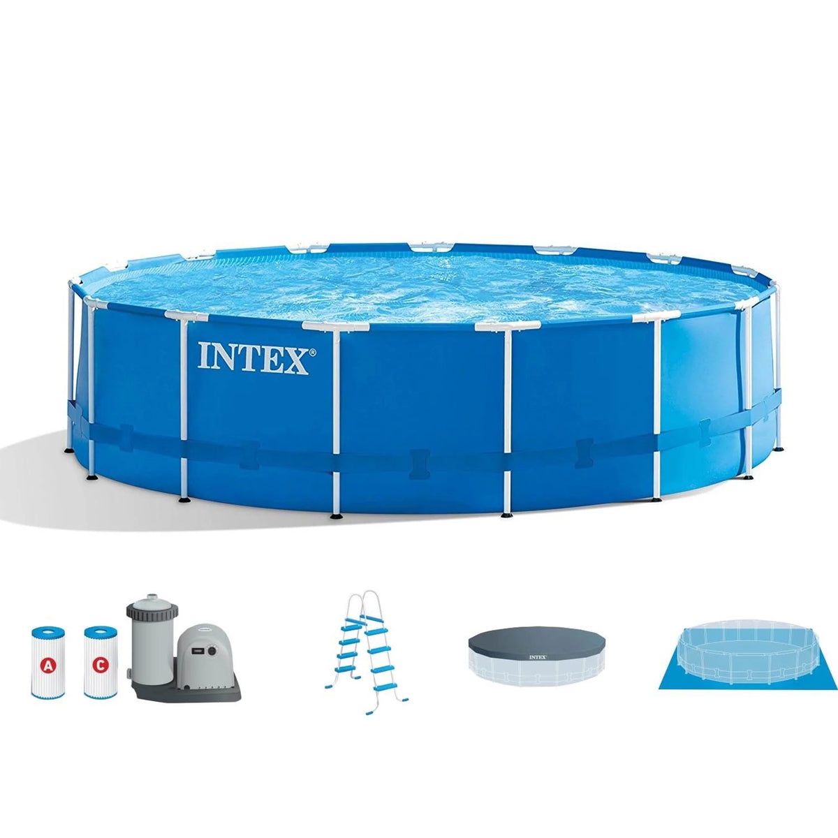 18ft x 48in Metal Frame Swimming Pool Set with Pump & Filter B644