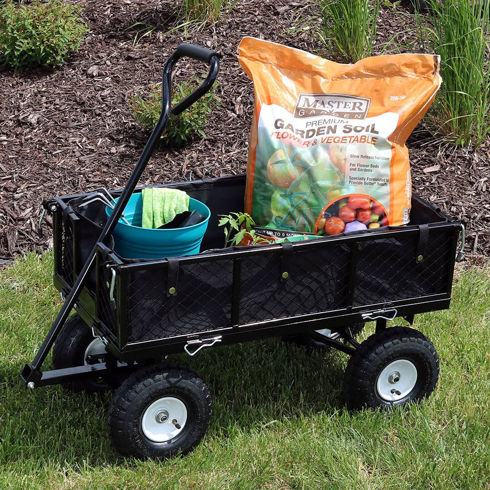 Black Utility Cart with Folding Sides and Liner Y8639