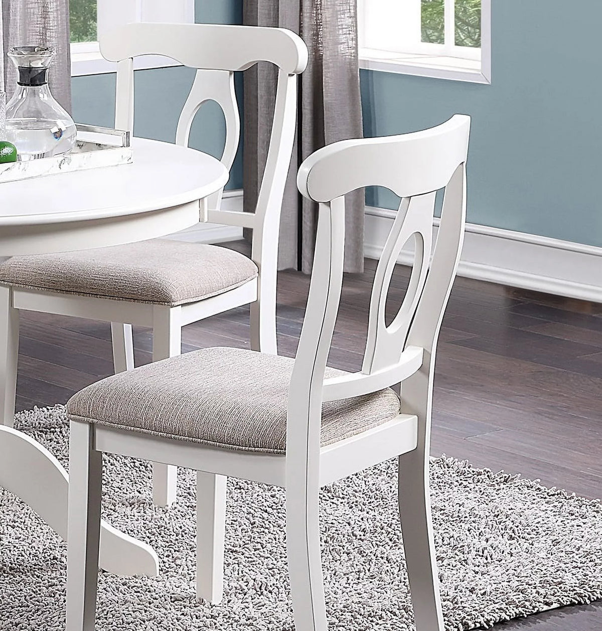 5pc Round Dining Table Set with 4 Cushion Chairs Rubberwood I646