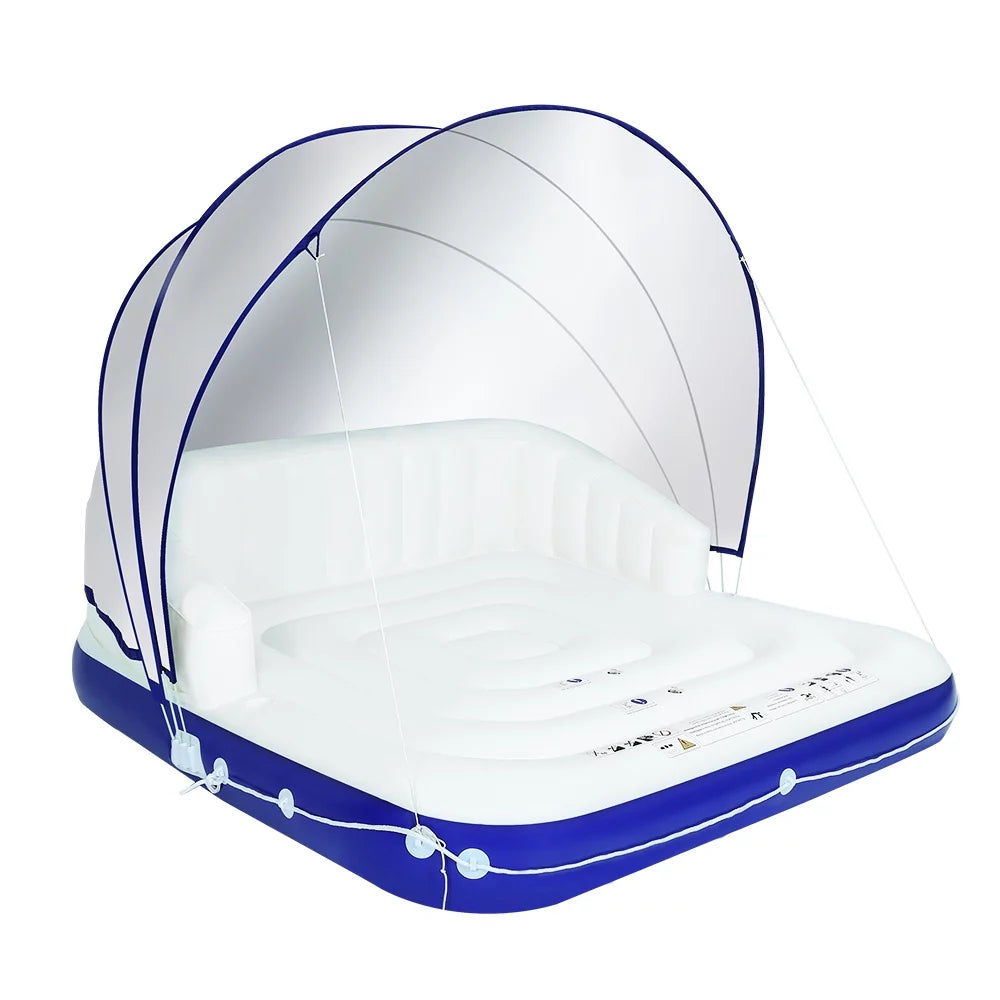 Inflatable Pool Float 2-3 Person with Canopy and Cup Holder L899091