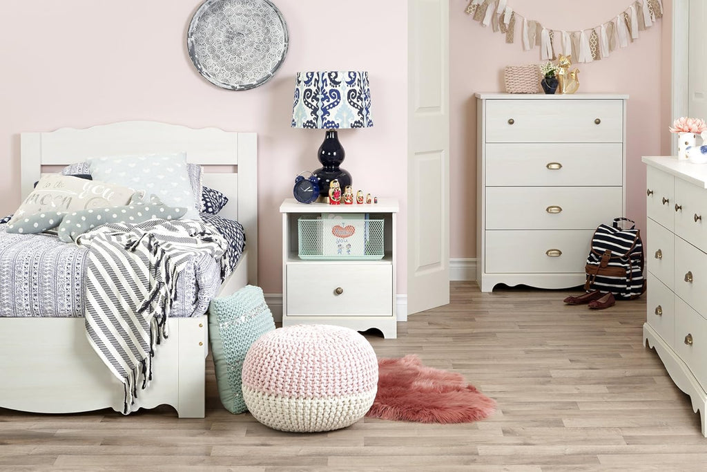 White Wash 6-Drawer Double Dresser with Metal Handles Y778919