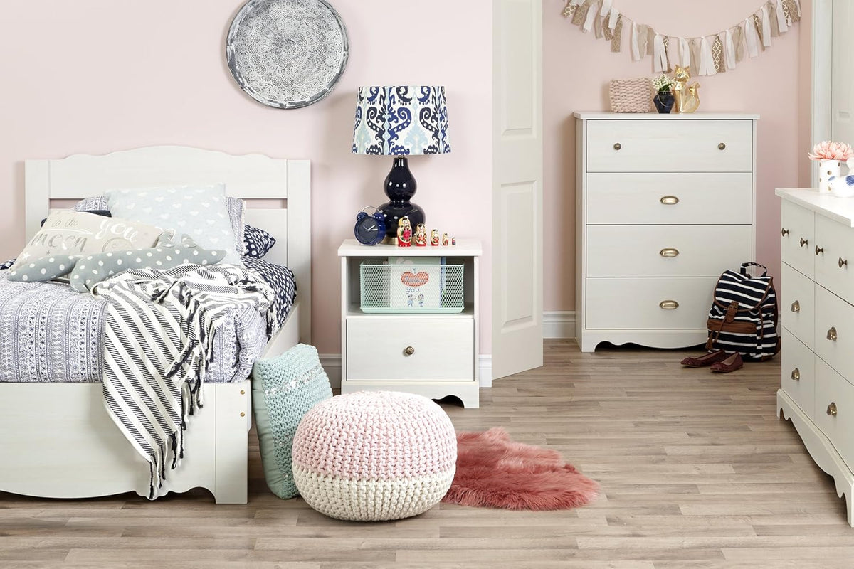 White Wash 6-Drawer Double Dresser with Metal Handles Y778919