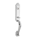 Satin Nickel Handleset with Ellipse Knob and Traditional Arch Rose N91364