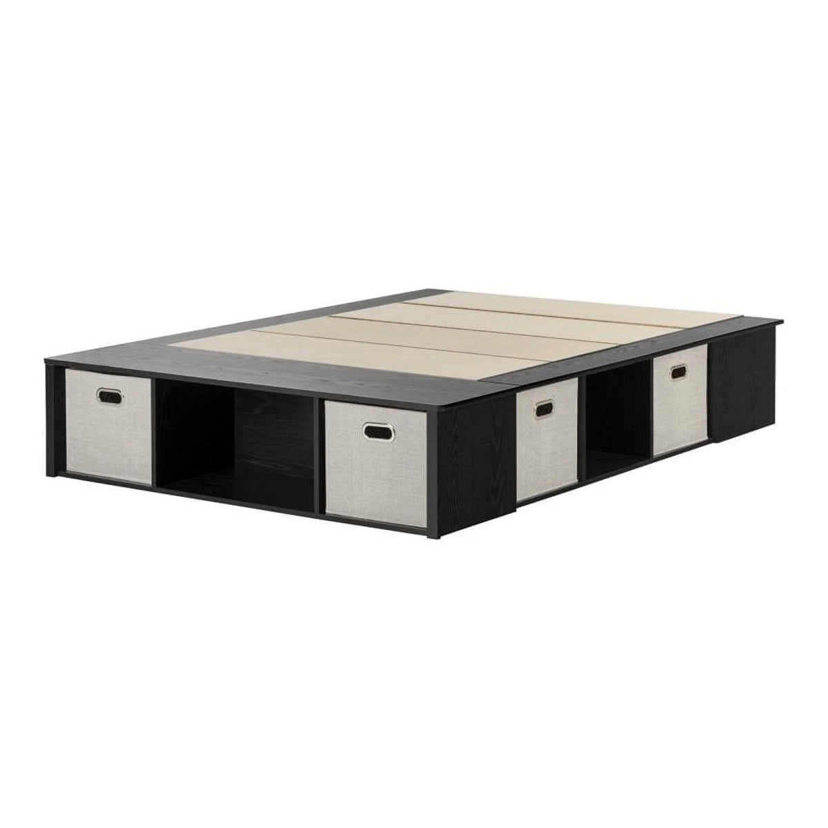 Black Oak Wood Full Storage Platform Bed D604180