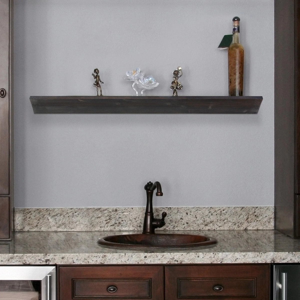 Large Black Wood Floating Wall Shelf L2016