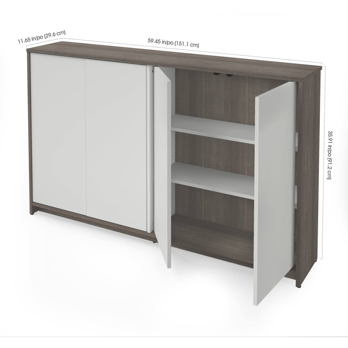 4 Door Storage Cabinet, Bark Gray/White Q30933