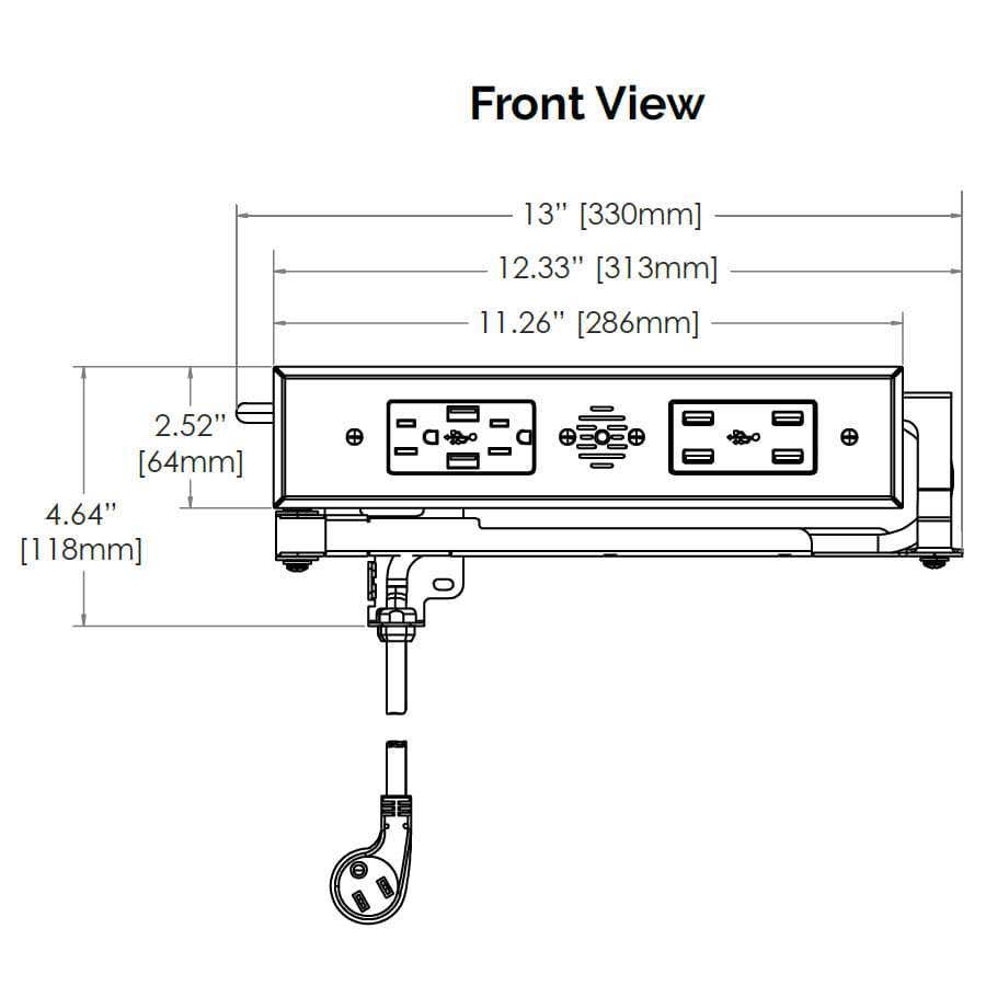 Black In-Drawer Outlet with 2 AC Outlets U947