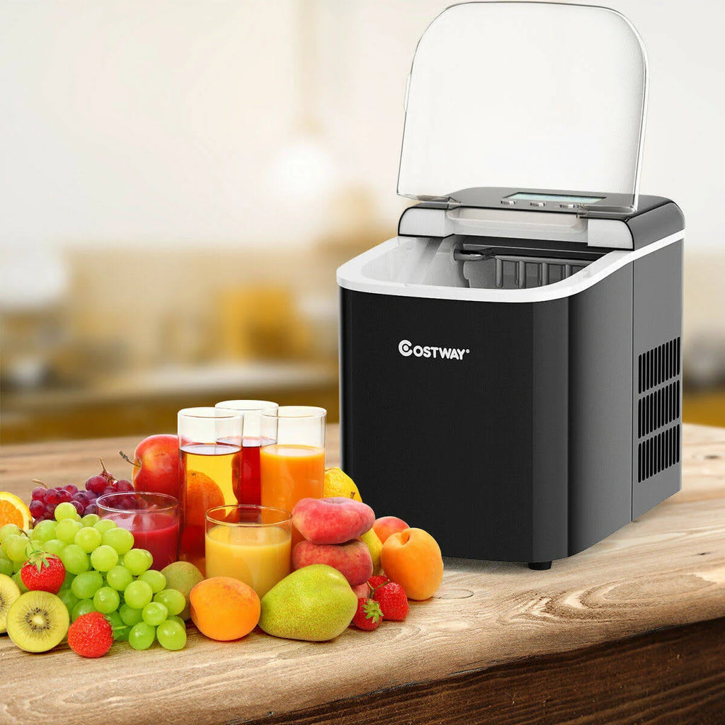 Black Countertop LCD Display Ice Maker with Ice Scoop B3699