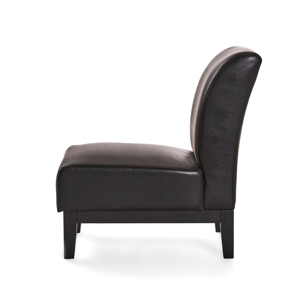 Brown Bonded Leather Slipper Chair Y85971
