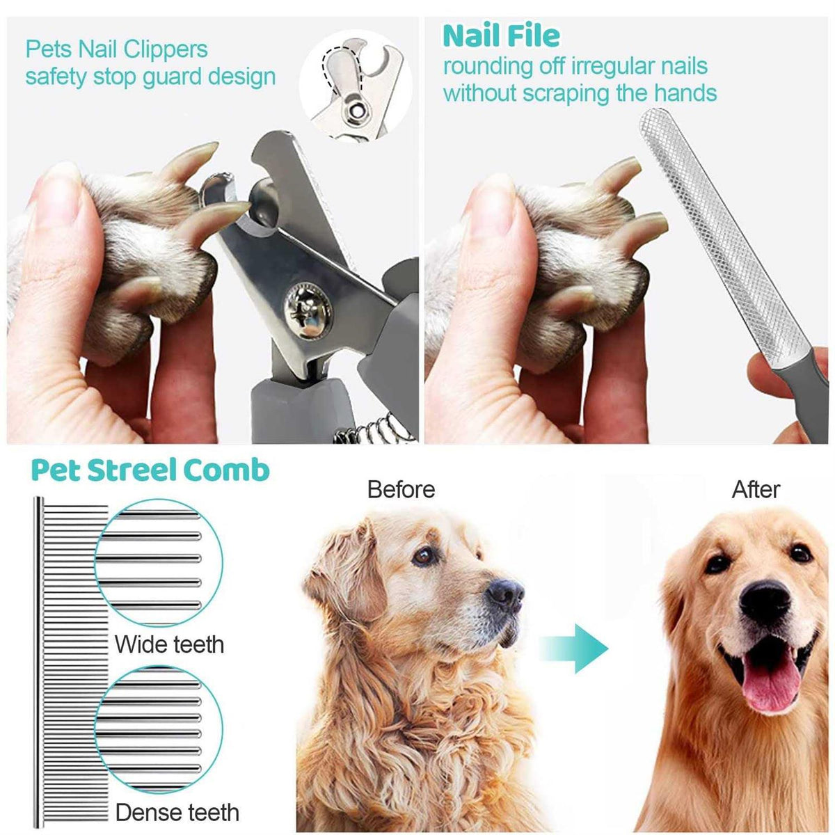 Pet Grooming Hammock Harness with Nail Clippers Trimmer Nail File O12882
