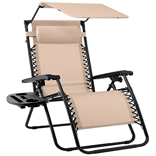 Beige Textilene Mesh Zero Gravity Recliner Chair Q528360