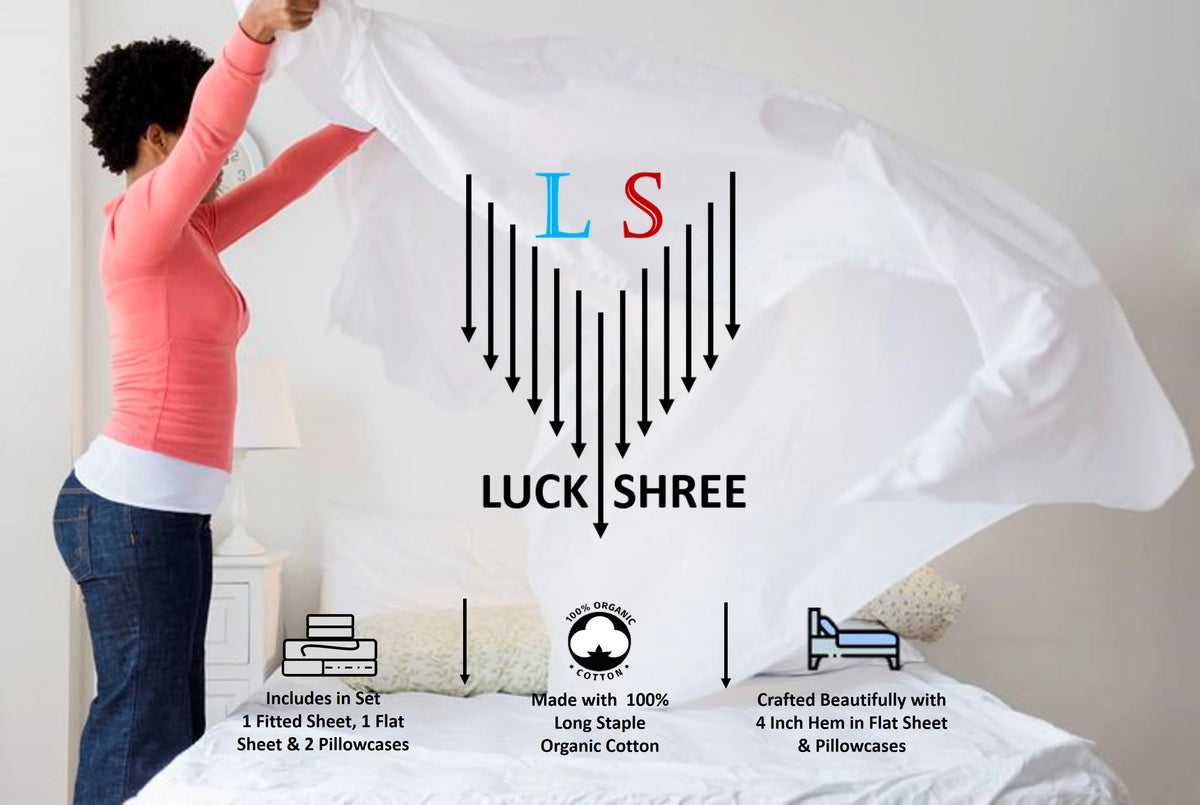 Queen XL Size Organic Cotton Sheet Set D5048