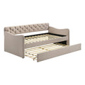 Ivory Fabric Twin Daybed With Trundle E33650