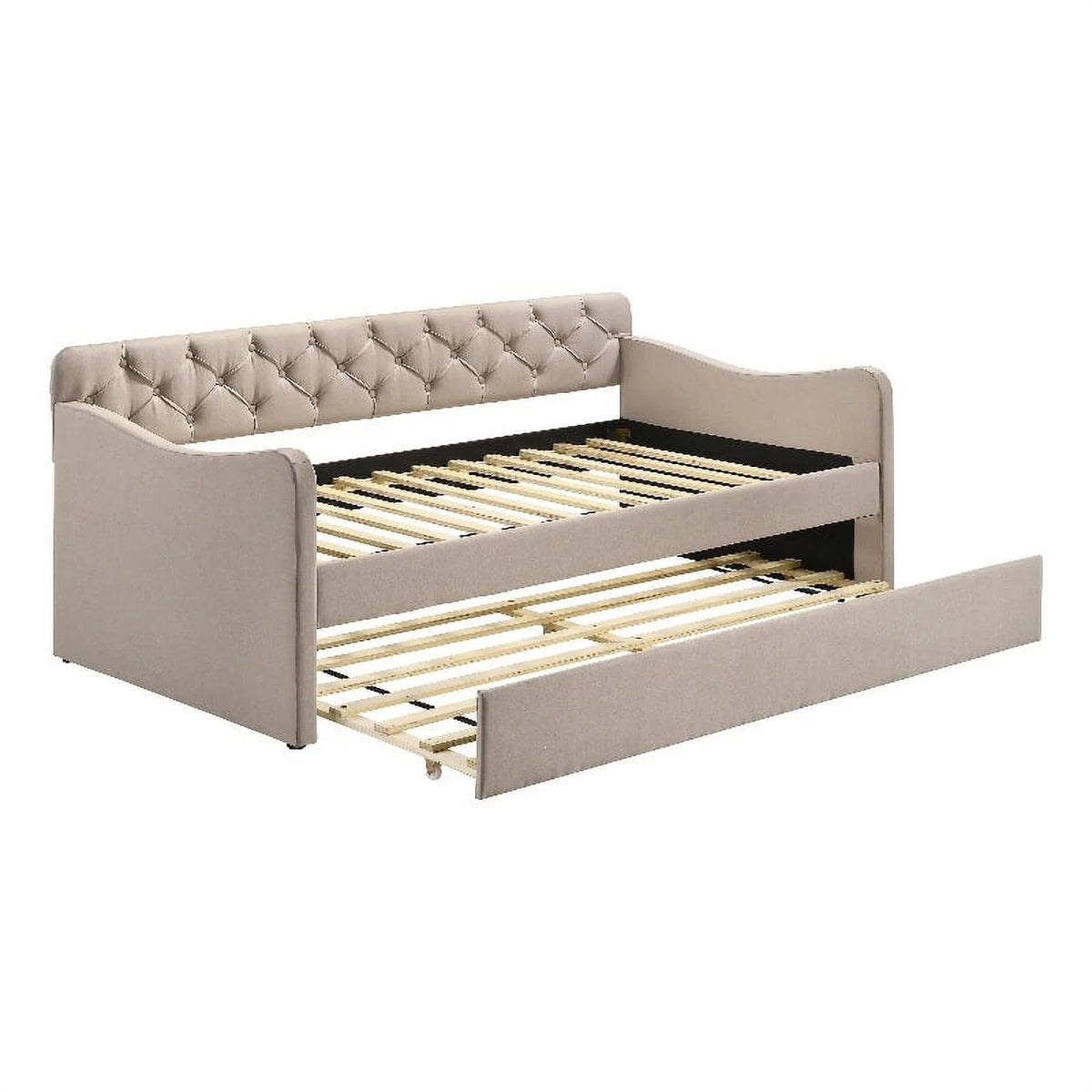 Ivory Fabric Twin Daybed With Trundle E33650