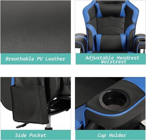 Reclining Gaming Chair with Footrest and Massage K46682