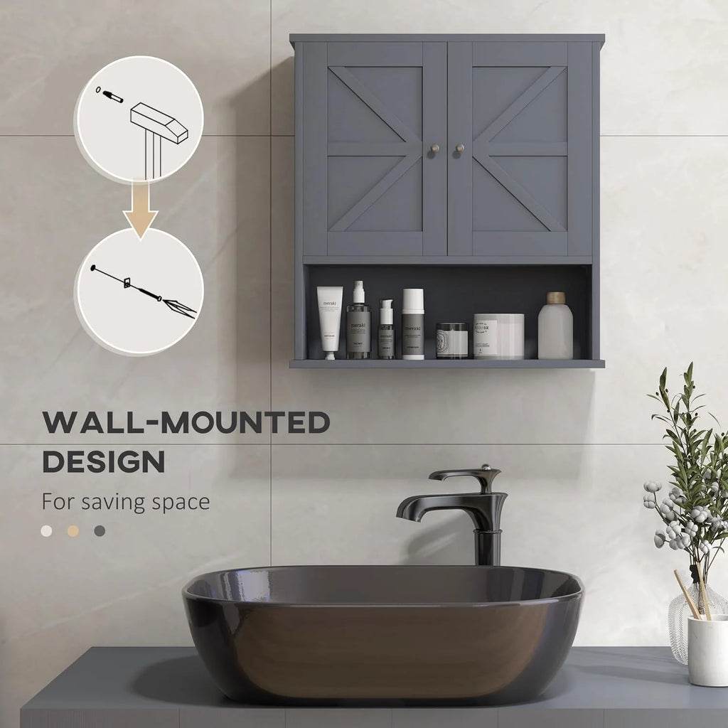 Gray Wall Mounted Bathroom Cabinet with Adjustable Shelf G569