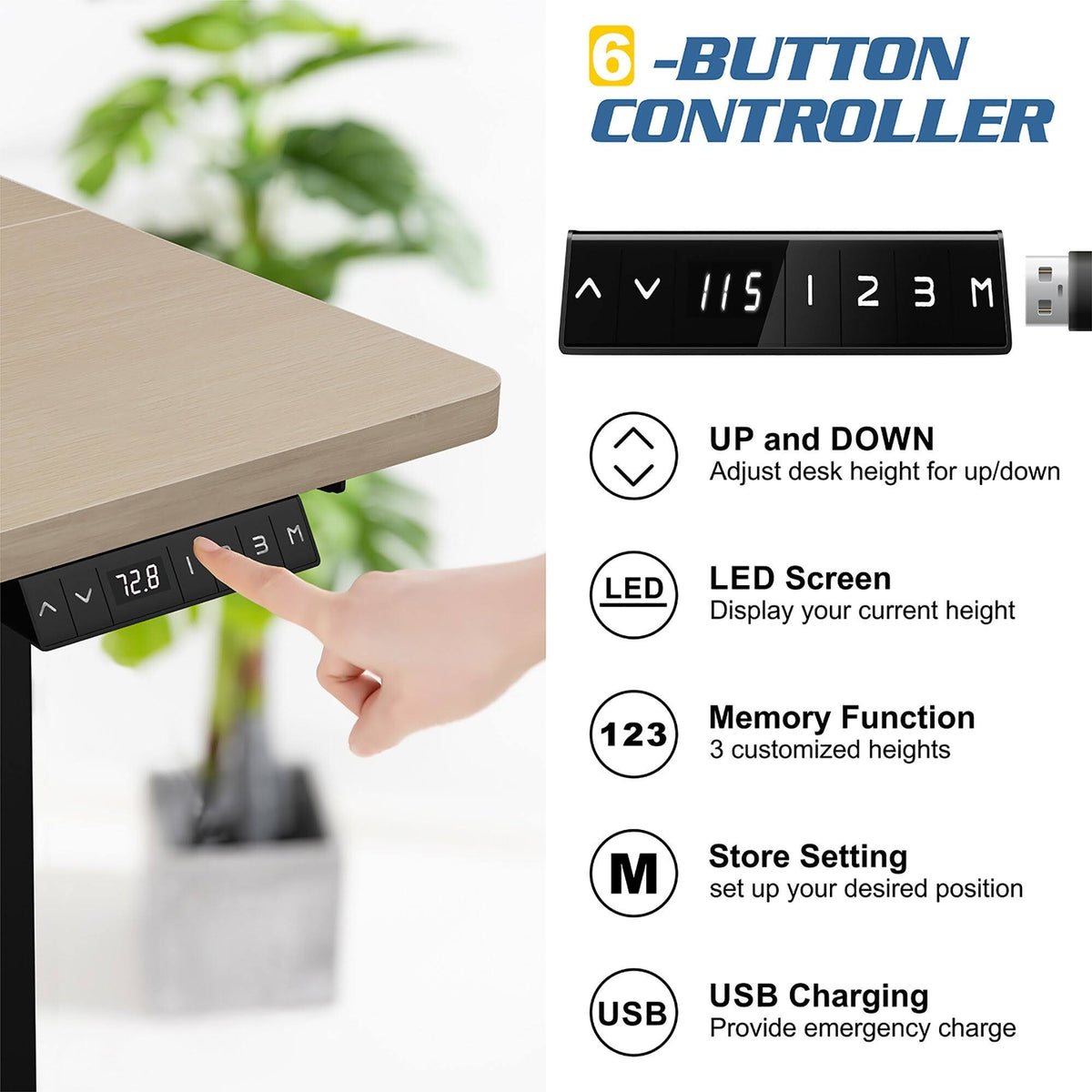 Black Height Adjustable Electric Standing Desk with Splice Board Z278903