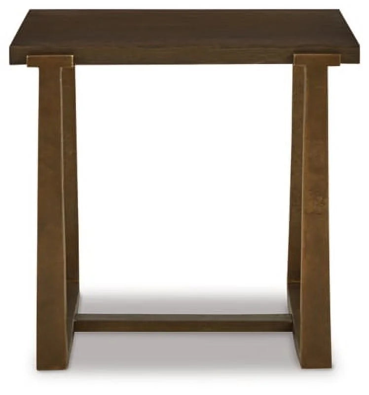Contemporary End Table Brown Gold Finish I2236