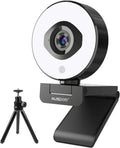 FHD 1080p 60fps Webcam with Ring Light, 75° FOV, Dual Microphones, External Tripod F78093