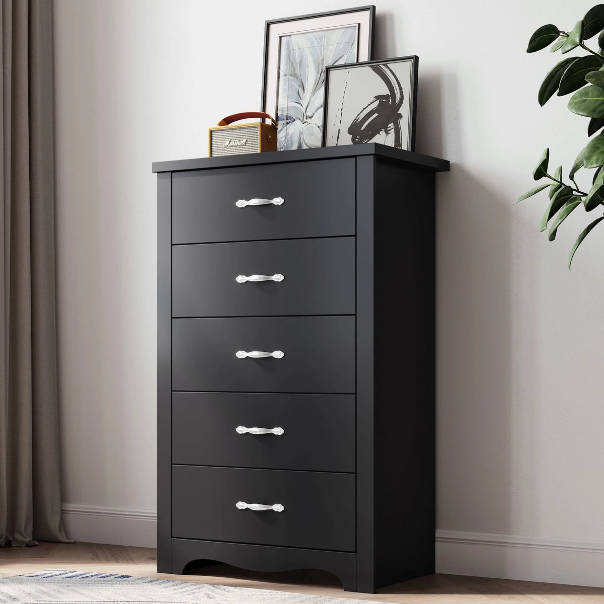 Black 5 Drawer Dresser F342
