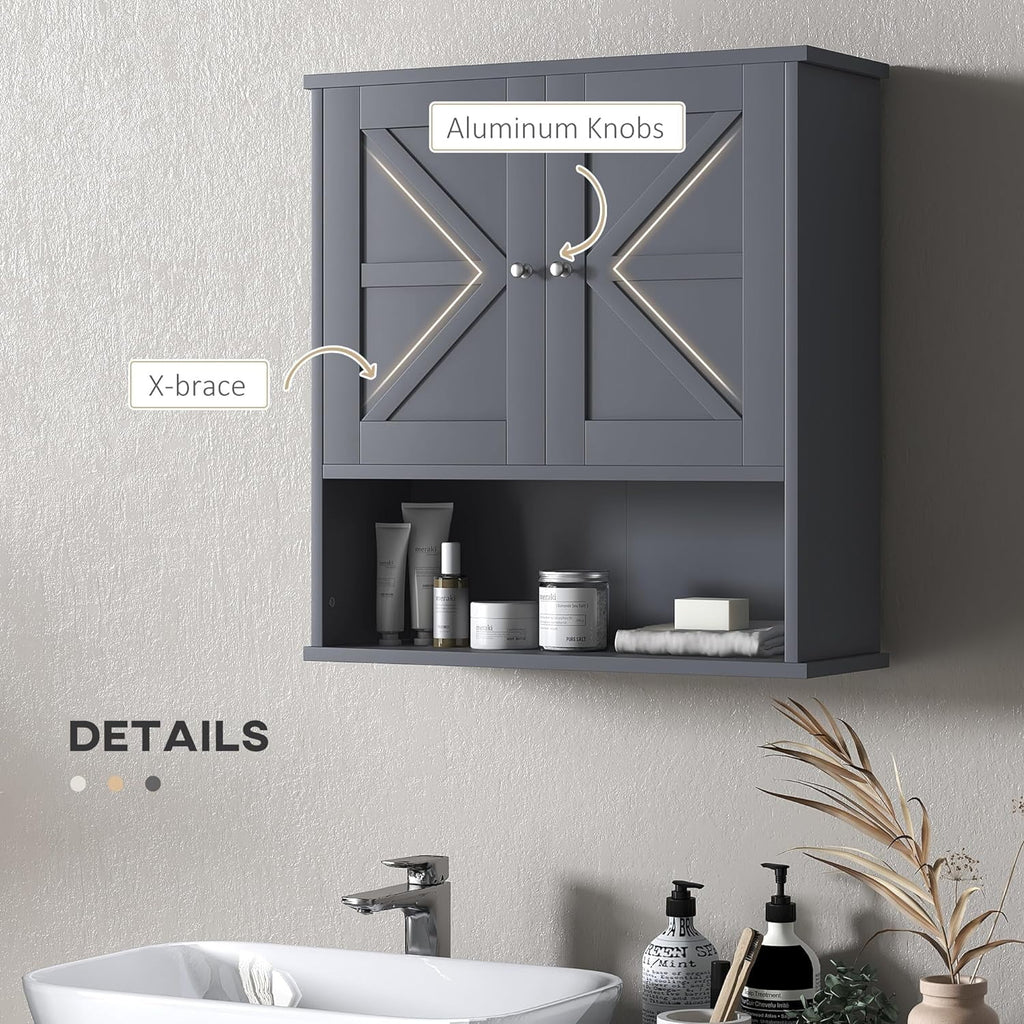 Gray Wall Mounted Bathroom Cabinet with Adjustable Shelf G569