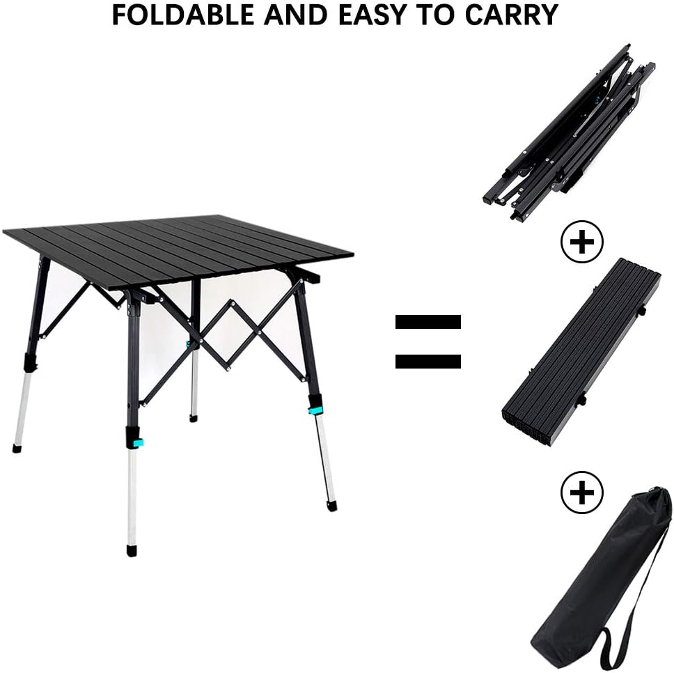 Portable Aluminum Folding Camping Table with Carry Bag (Black) J22759
