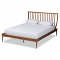 Walnut Brown Wood King Size Platform Bed Y89899