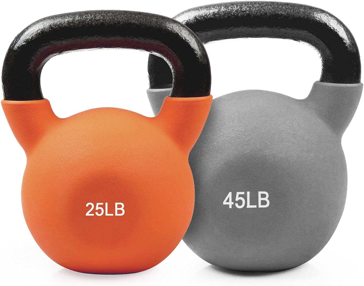 Neoprene Coated Solid Cast Iron Kettlebell 20 25 30 35 40 45 50 LB, Pack of 2 O75196