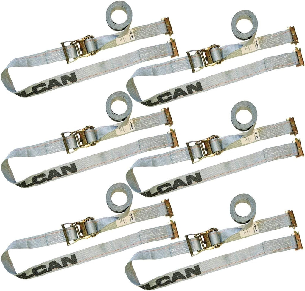 Ratchet Strap for E Track, 16 Foot, 6 Pack, Gray, 1,333 Pound Safe Working Load H74758