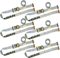 Ratchet Strap for E Track, 16 Foot, 6 Pack, Gray, 1,333 Pound Safe Working Load H74758