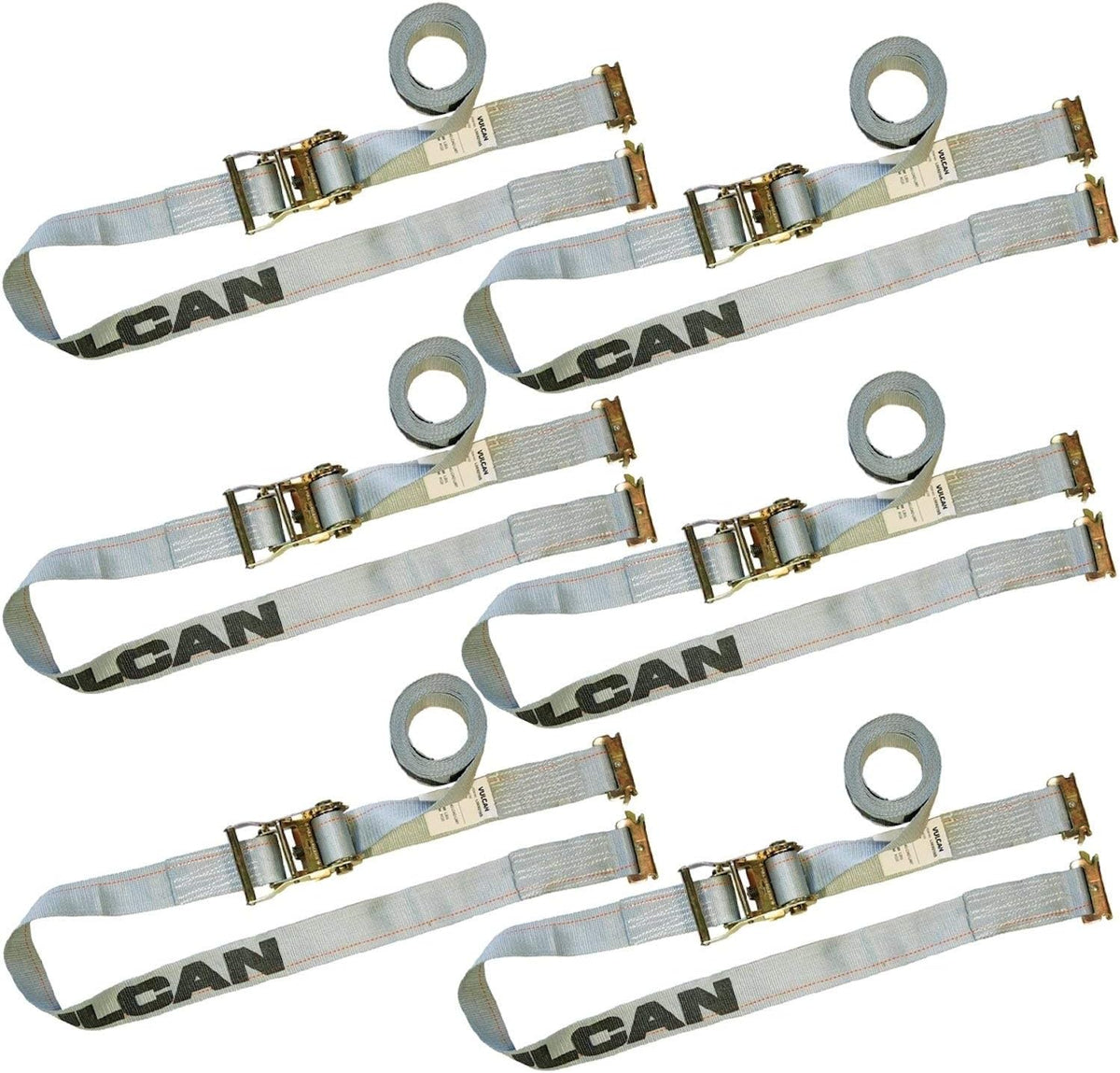 Ratchet Strap for E Track, 16 Foot, 6 Pack, Gray, 1,333 Pound Safe Working Load H74758