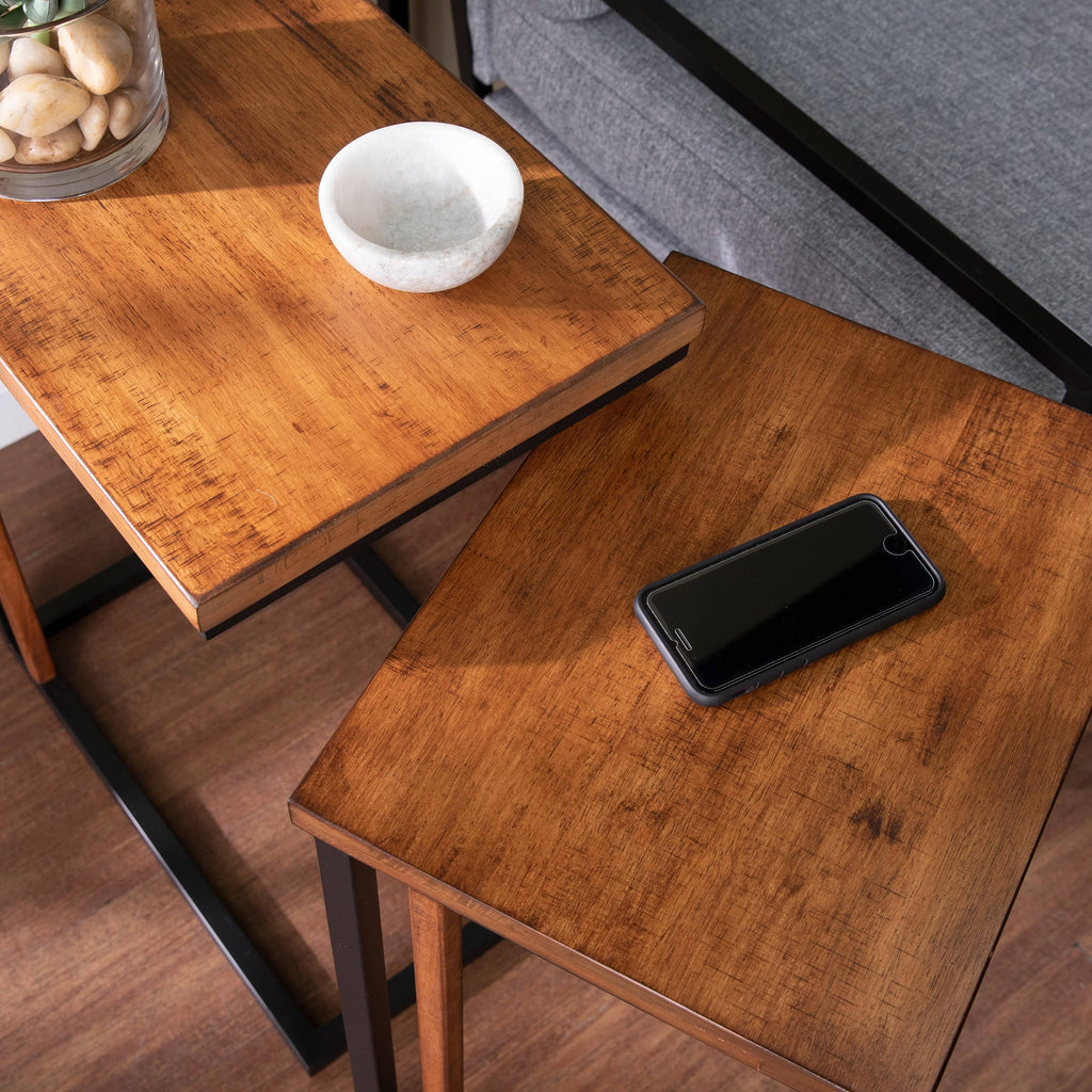 Brown Metal C-Table Set of 2 F6760