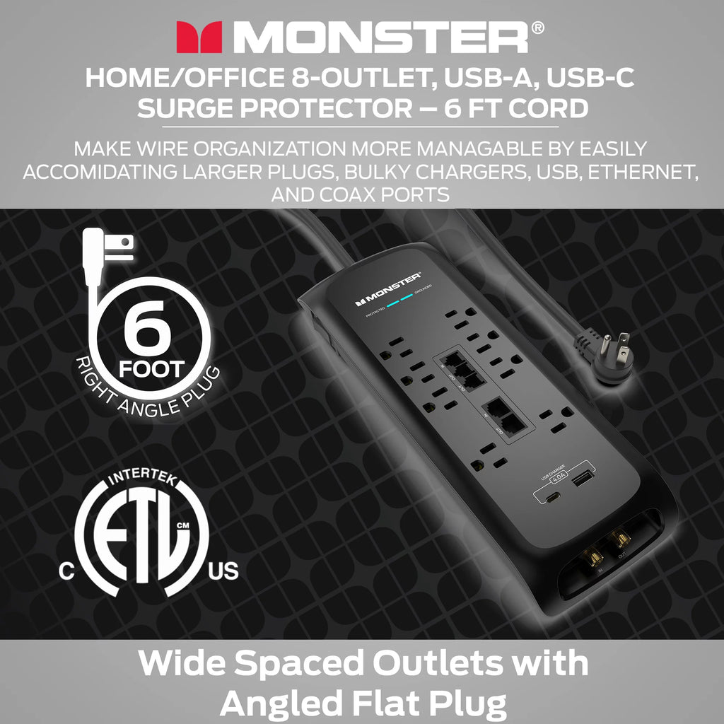 Black Heavy Duty Power Strip and Surge Protector T717