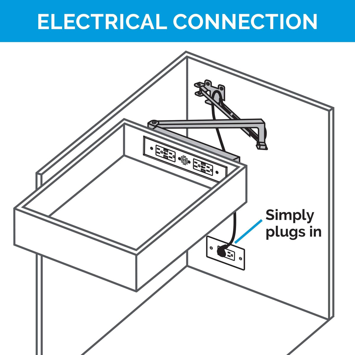 Black In-Drawer Outlet with 2 AC Outlets U947