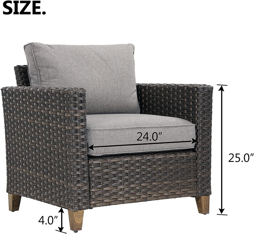 Patio Wicker Sectional Sofa with Thick Cushions and Steel Frame U899